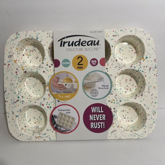 Silicone Cupcake Muffin Pan Tin Nonstick Baking Tray Dishwasher Safe BPA Free - Picture 1 of 9